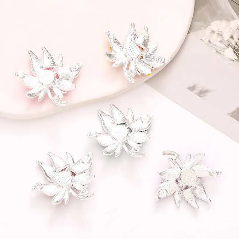 1 Piece 4.2*4.1cm Zinc Alloy Artificial Pearls Maple Leaf DIY Ornament Accessories