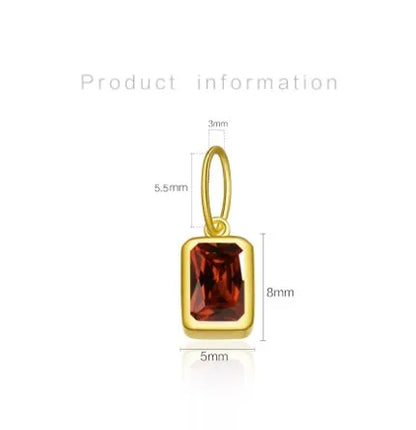 1 Piece 5*8mm Hole 5~5.9mm Sterling Silver Zircon 18K Gold Plated Rectangle Polished Pendant Chain Jump Ring