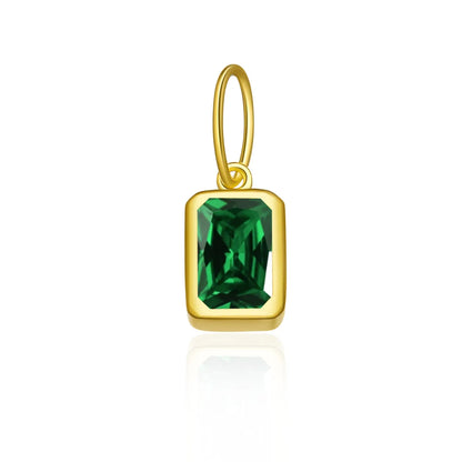 1 Piece 5*8mm Hole 5~5.9mm Sterling Silver Zircon 18K Gold Plated Rectangle Polished Pendant Chain Jump Ring