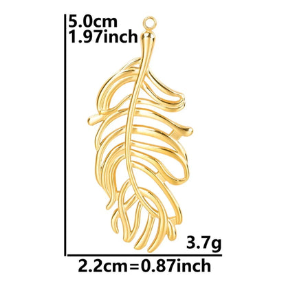 1 Piece 50x22mm Hole 2~2.9mm 304 Stainless Steel 18K Gold Plated Leaves Pendant