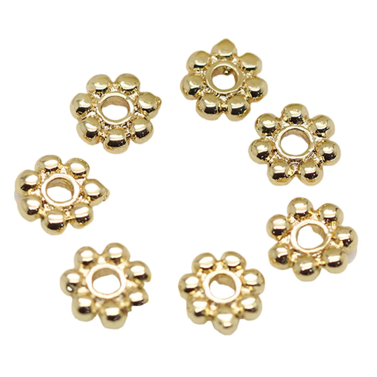 1 Piece 5.5mm Diameter Diameter 7 Mm Copper 14K Gold Plated Flower Polished Spacer Bars