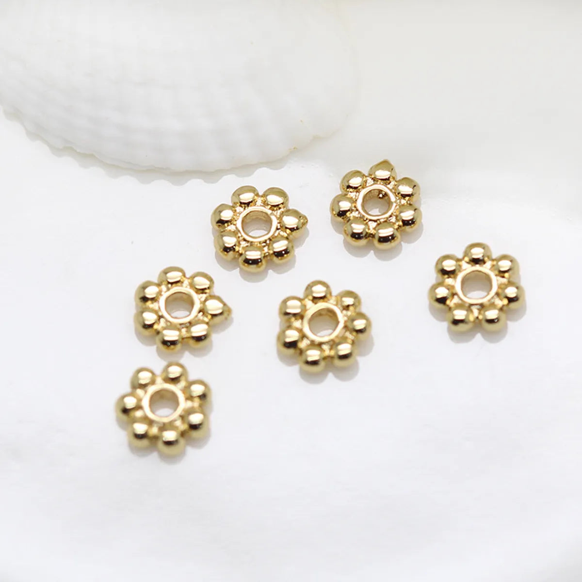 1 Piece 5.5mm Diameter Diameter 7 Mm Copper 14K Gold Plated Flower Polished Spacer Bars