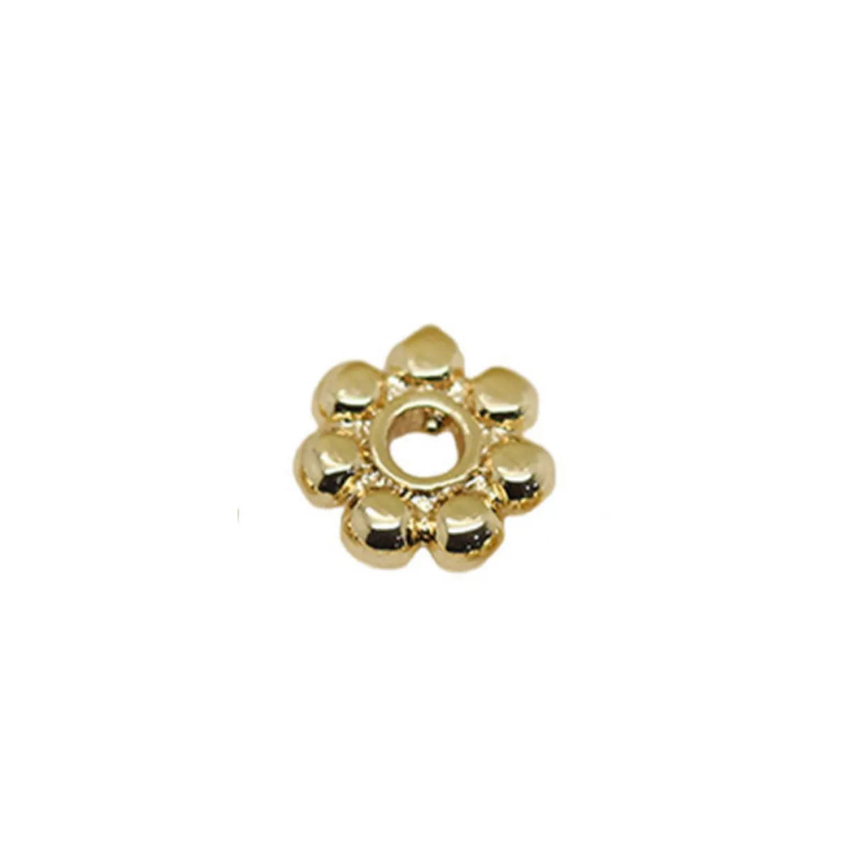 1 Piece 5.5mm Diameter Diameter 7 Mm Copper 14K Gold Plated Flower Polished Spacer Bars