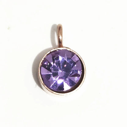 1 Piece 6*9mm 304 Stainless Steel Rhinestones Birthstone Round Pendant