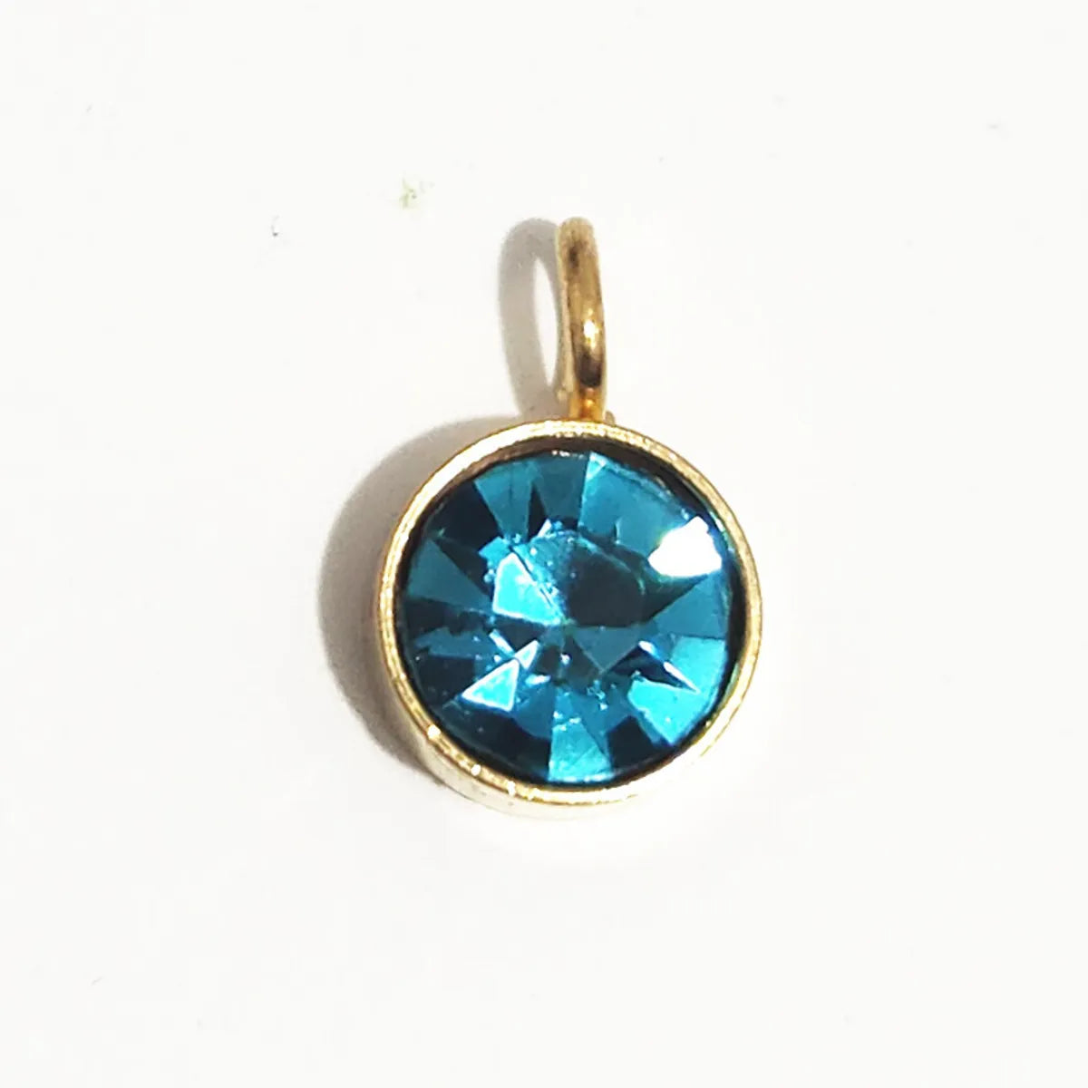 1 Piece 6*9mm 304 Stainless Steel Rhinestones Birthstone Round Pendant