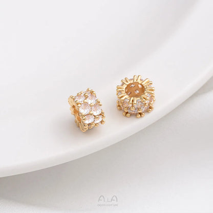 1 Piece 6.5.* 5mm 7 * 3mm 8 * 4mm Copper Zircon 14K Gold Plated Geometric Solid Color Polished Spacer Bars