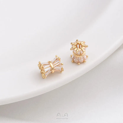 1 Piece 6.5.* 5mm 7 * 3mm 8 * 4mm Copper Zircon 14K Gold Plated Geometric Solid Color Polished Spacer Bars