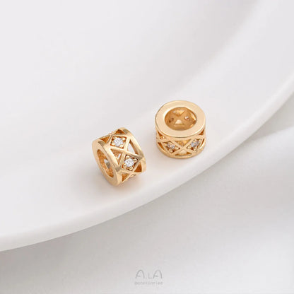 1 Piece 6.5.* 5mm 7 * 3mm 8 * 4mm Copper Zircon 14K Gold Plated Geometric Solid Color Polished Spacer Bars