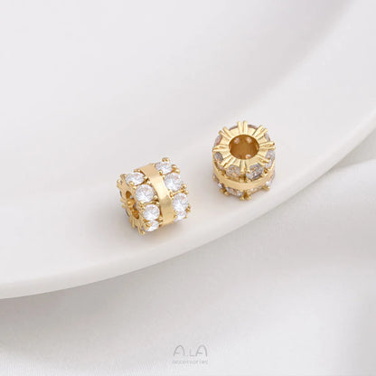 1 Piece 6.5.* 5mm 7 * 3mm 8 * 4mm Copper Zircon 14K Gold Plated Geometric Solid Color Polished Spacer Bars