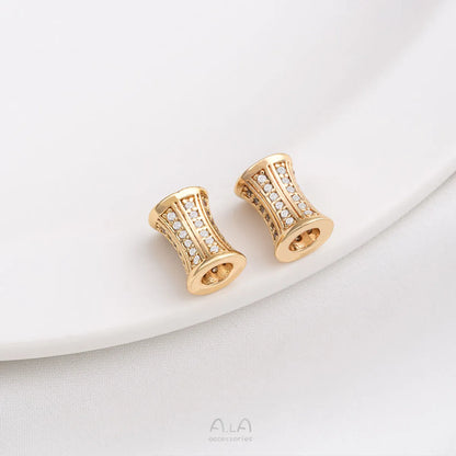 1 Piece 6.5.* 5mm 7 * 3mm 8 * 4mm Copper Zircon 14K Gold Plated Geometric Solid Color Polished Spacer Bars