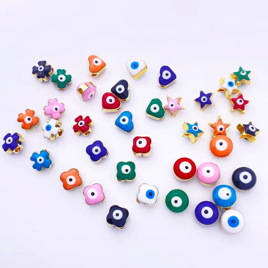 1 Piece 7 * 8mm Diameter 8mm Hole 1~1.9mm Hole 2~2.9mm Copper Heart Shape Eye Flower Beads