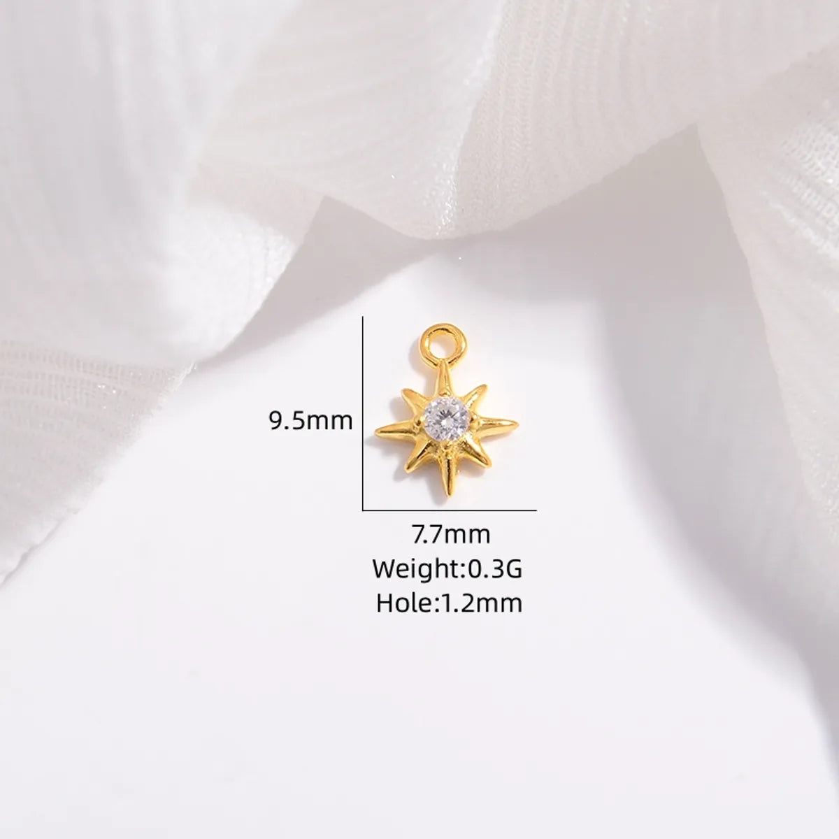 1 Piece 7.7*9.3mm 7.7*9.5mm Sterling Silver Zircon Eight Awn Star Pendant