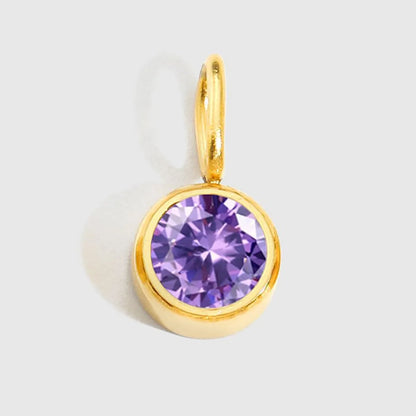 1 Piece 8 * 15mm 304 Stainless Steel Birthstone Round Pendant