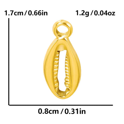 1 Piece 8 * 17mm Hole 2~2.9mm 304 Stainless Steel 18K Gold Plated Shell Polished Pendant