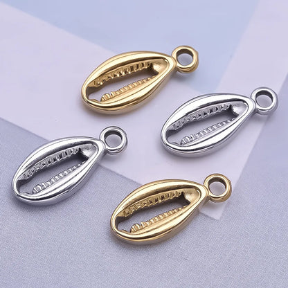 1 Piece 8 * 17mm Hole 2~2.9mm 304 Stainless Steel 18K Gold Plated Shell Polished Pendant