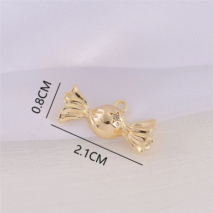 1 Piece 8 * 21mm Copper Zircon 18K Gold Plated Candy Polished Pendant