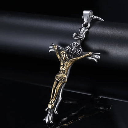 1 Piece 82.6mm*42mm 316 Stainless Steel  Human Cross Polished Pendant Chain