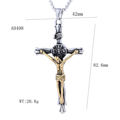 1 Piece 82.6mm*42mm 316 Stainless Steel  Human Cross Polished Pendant Chain