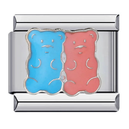 1 Piece 9*10mm 304 Stainless Steel Bear Italian Charms