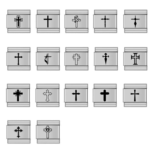 1 Piece 9*10mm 304 Stainless Steel Cross Italian Charms