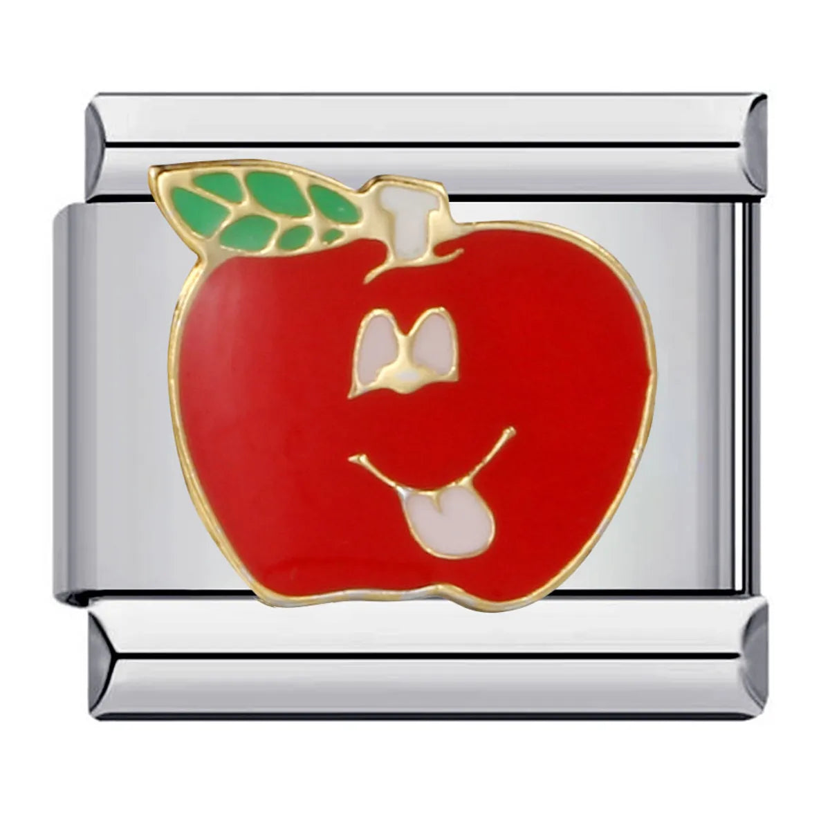 1 Piece 9*10mm 304 Stainless Steel Gold Plated Tree Fruit Apple Bracelet Card Bracelet Block