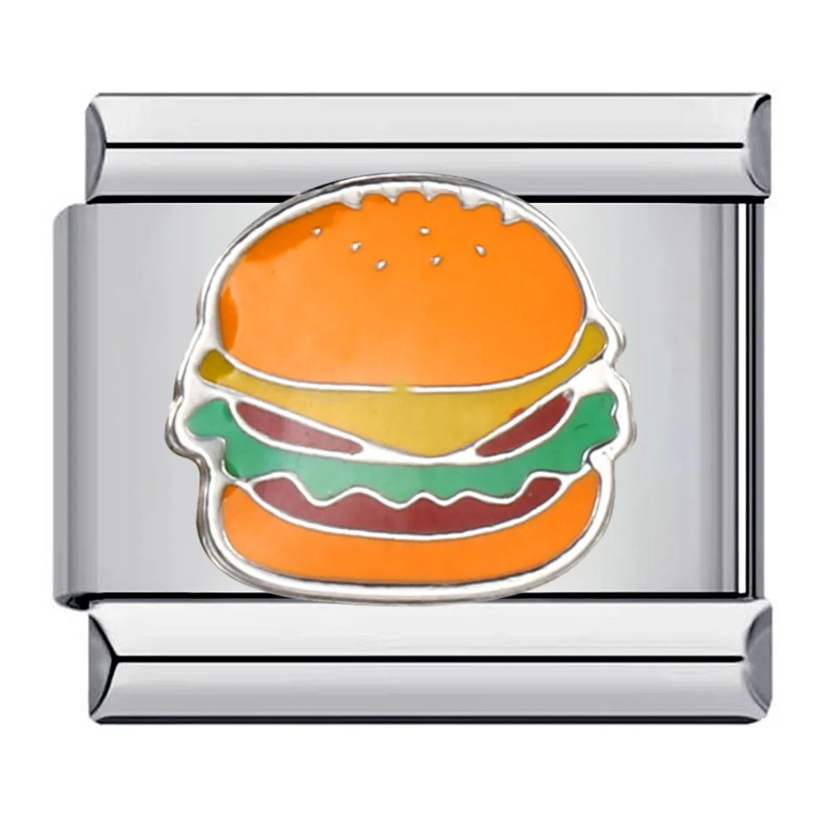 1 Piece 9*10mm 304 Stainless Steel Hamburger Popcorn Cup Italian Charms