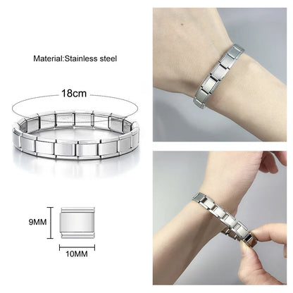 1 Piece 9*10mm 304 Stainless Steel Letter Bracelet Card Bracelet Block