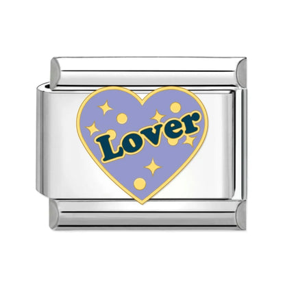 1 Piece 9*10mm 304 Stainless Steel Letter Heart Shape Italian Charms