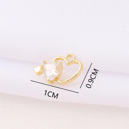 1 Piece 9 * 10mm Copper Zircon 18K Gold Plated Heart Shape Polished Pendant