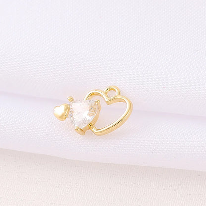 1 Piece 9 * 10mm Copper Zircon 18K Gold Plated Heart Shape Polished Pendant