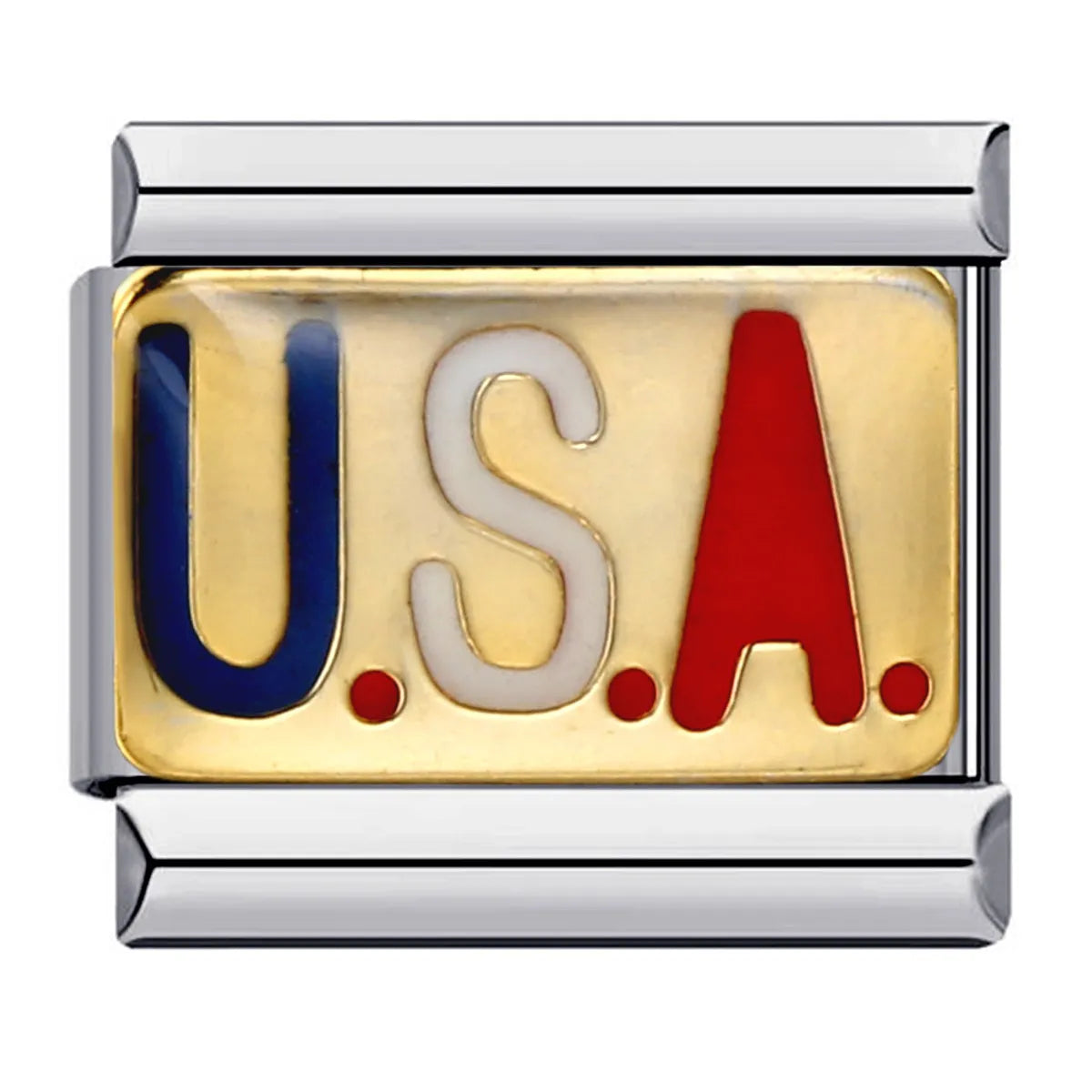 1 Piece 9*10mm Titanium Steel Gold Plated Animal National Flag Letter Italian Charms