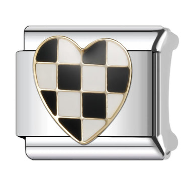 1 Piece 9*10mm Titanium Steel Letter Color Block Heart Shape Italian Charms