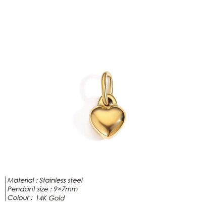 1 Piece 9*7mm 316 Stainless Steel  14K Gold Plated Heart Shape Polished Pendant