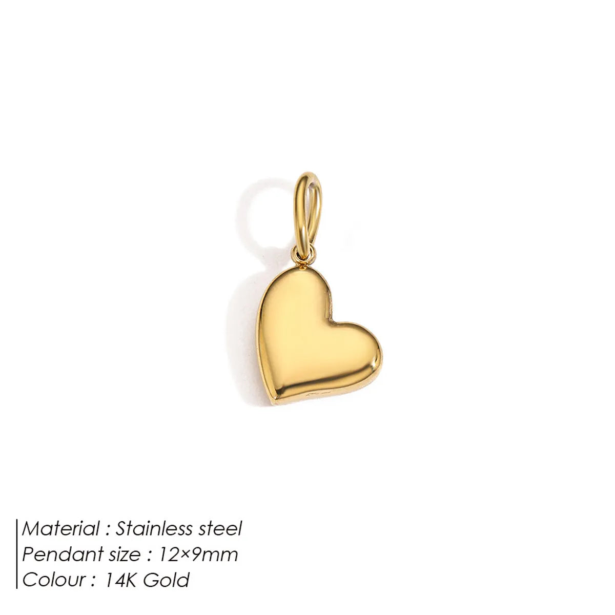 1 Piece 9*7mm 316 Stainless Steel  14K Gold Plated Heart Shape Polished Pendant