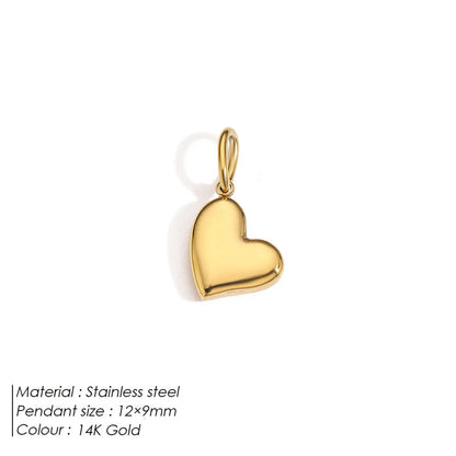 1 Piece 9*7mm 316 Stainless Steel  14K Gold Plated Heart Shape Polished Pendant