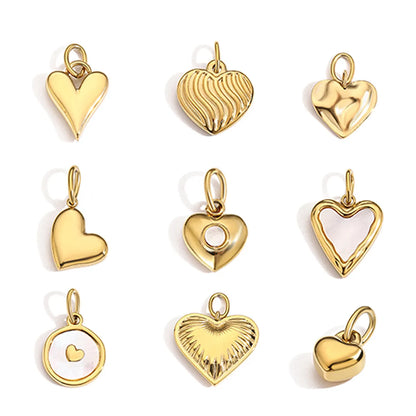 1 Piece 9*7mm 316 Stainless Steel  14K Gold Plated Heart Shape Polished Pendant