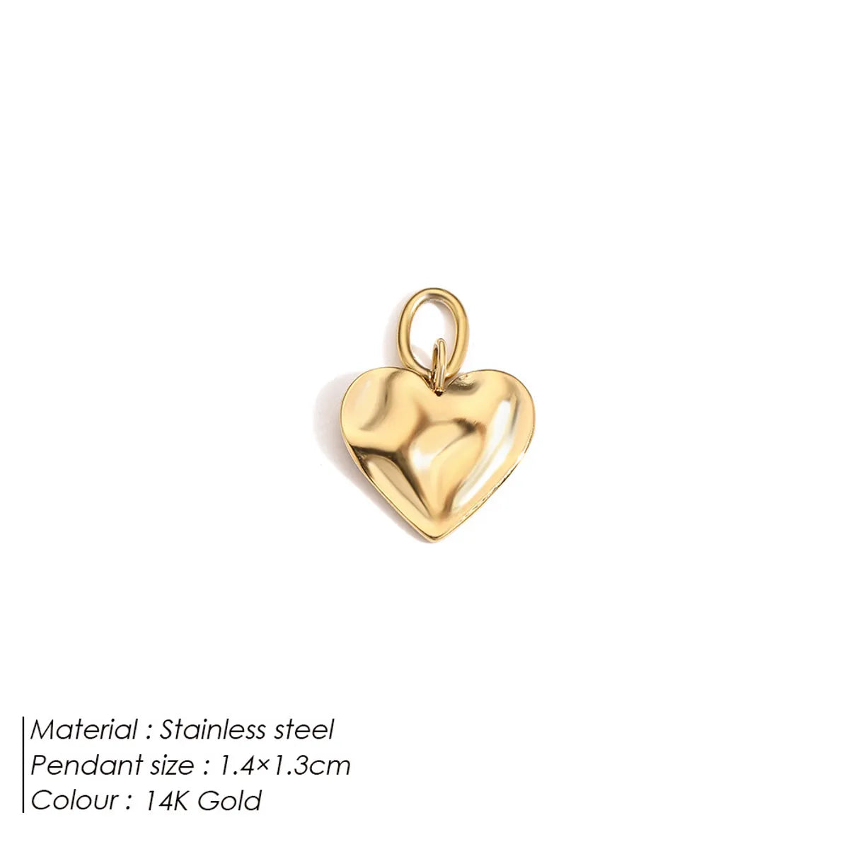 1 Piece 9*7mm 316 Stainless Steel  14K Gold Plated Heart Shape Polished Pendant