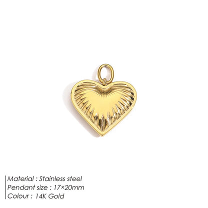 1 Piece 9*7mm 316 Stainless Steel  14K Gold Plated Heart Shape Polished Pendant