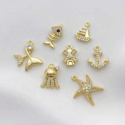 1 Piece Alloy Gold Plated Solid Color Pendant