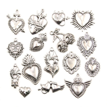 1 Piece Alloy Heart Shape Skull Pendant