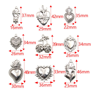 1 Piece Alloy Heart Shape Skull Pendant