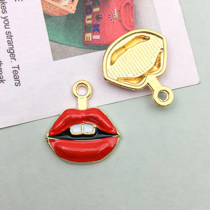 16 Models Per Model 1, 16/Bag Alloy Lipstick Lips Bow Knot Pendant