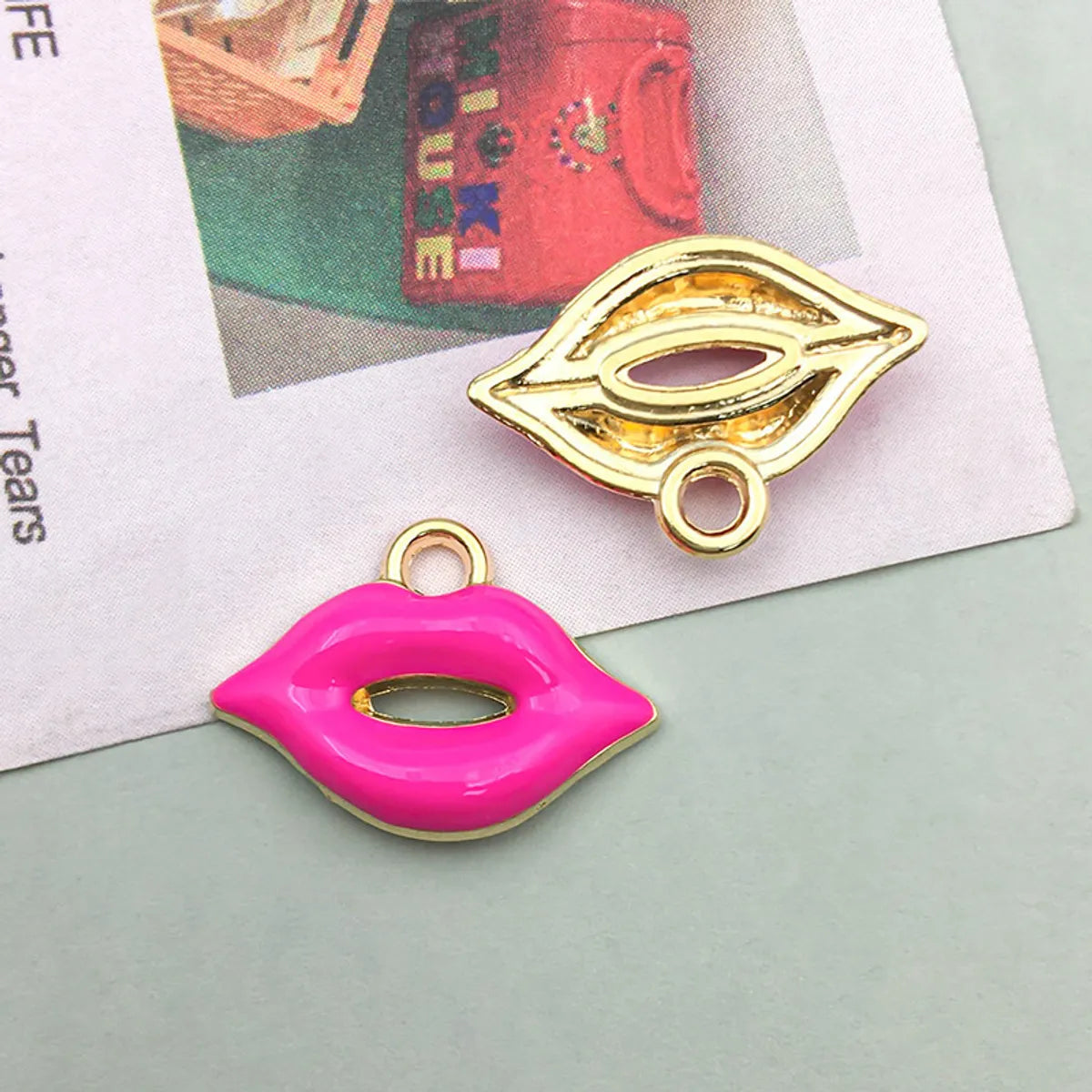 16 Models Per Model 1, 16/Bag Alloy Lipstick Lips Bow Knot Pendant