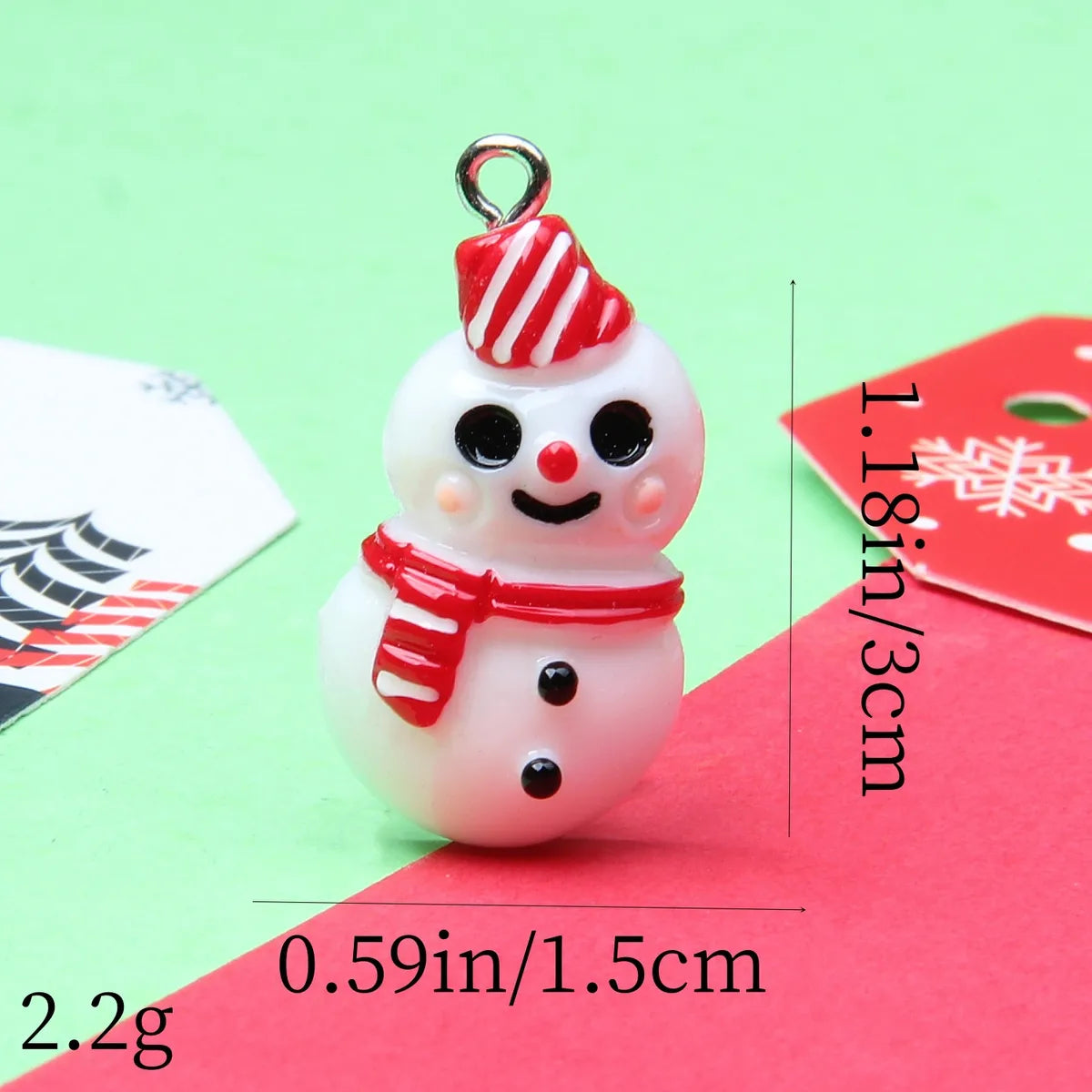 1 Piece Alloy Resin Christmas Hat Santa Claus Pendant