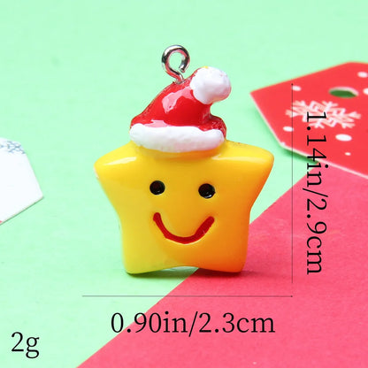 1 Piece Alloy Resin Christmas Hat Santa Claus Pendant