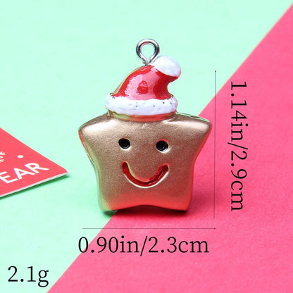 1 Piece Alloy Resin Christmas Hat Santa Claus Pendant