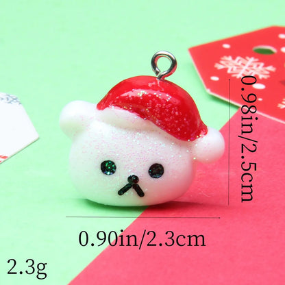 1 Piece Alloy Resin Christmas Hat Santa Claus Pendant