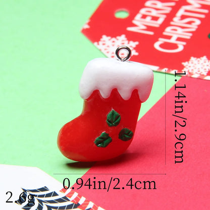 1 Piece Alloy Resin Christmas Hat Santa Claus Pendant