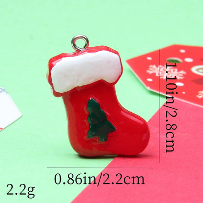 1 Piece Alloy Resin Christmas Hat Santa Claus Pendant