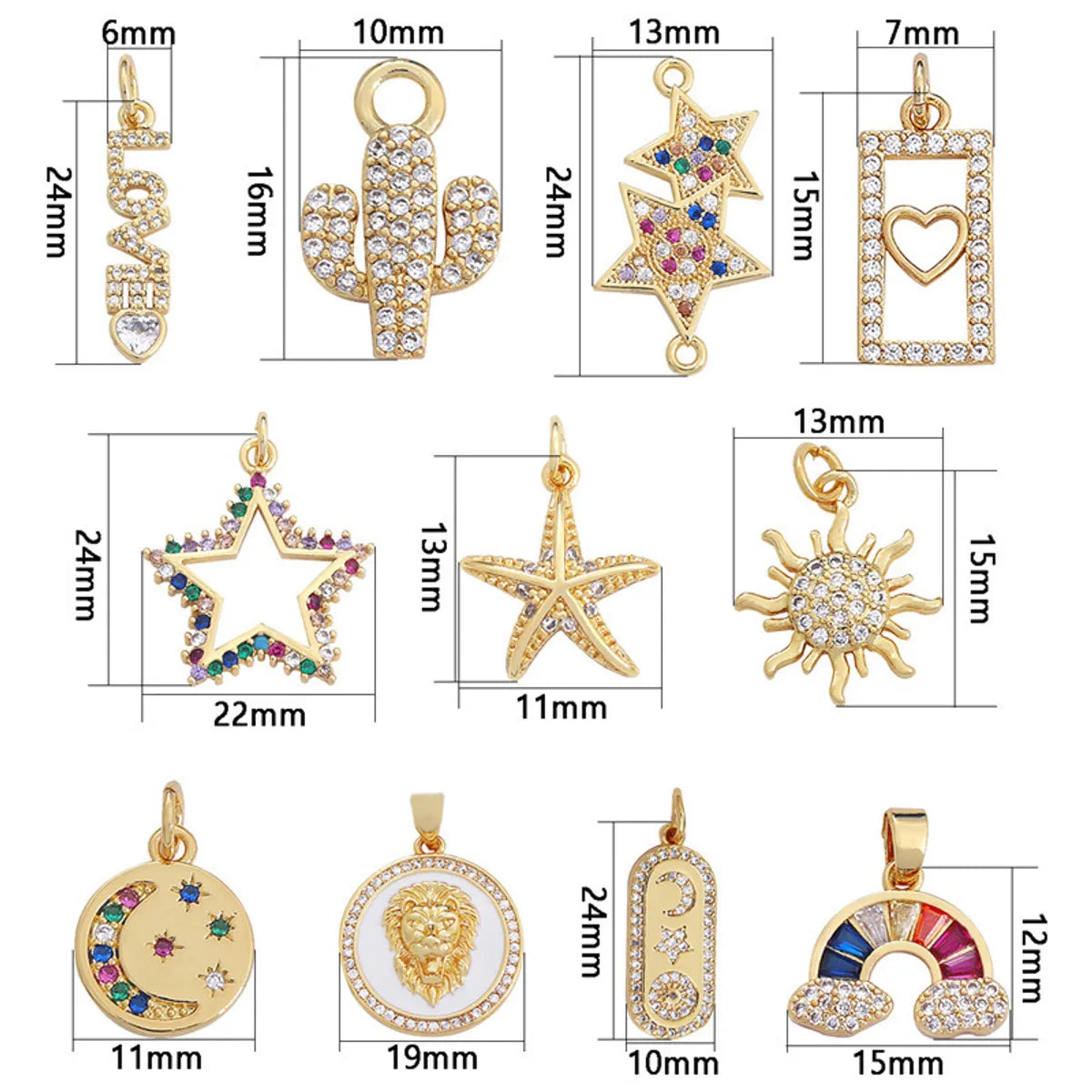 1 Piece Alloy Rhinestones Printing Pendant